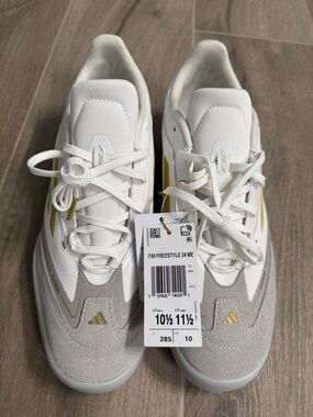 Adidas F50 Freestyle Messi White & Light Gray Sneakers with Gold Accents